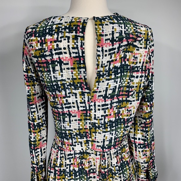 Zara Multicolored Pattern Frill Mock Neck Dress - Picture 3 of 8